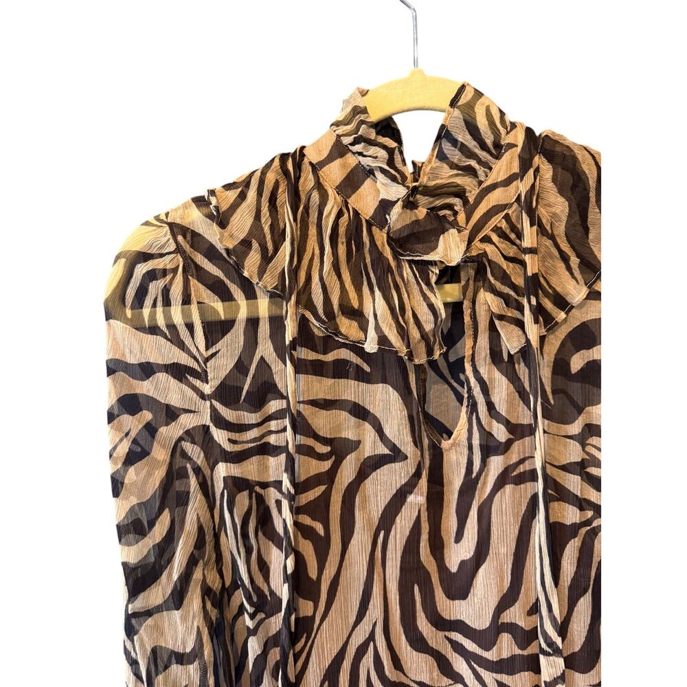Johnny Was | 100% Silk Tiger Print Golden Days Blouse | Size Small